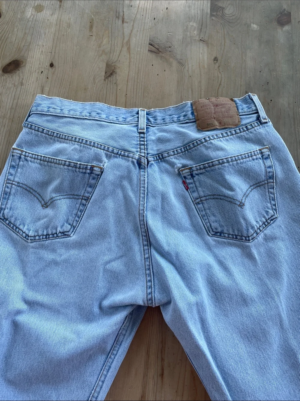 Levi’s 501 36x34 Light Wash Straight Leg Vintage Fade Distressed Denim